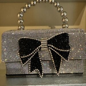 Blinged Out Purse With Blinged Out Black Bow